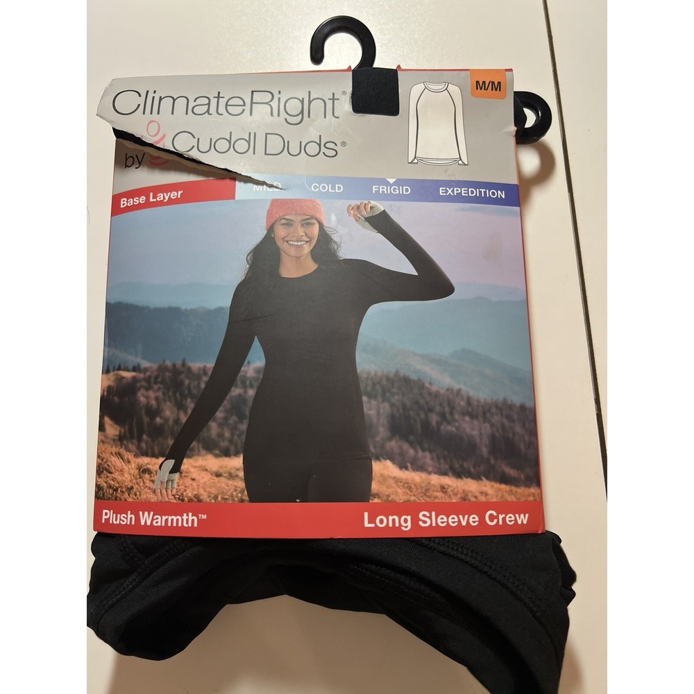 Climate Right‎ Cuddl Duds Women Plush Warmth  Medium Black Long Sleeve Crew M